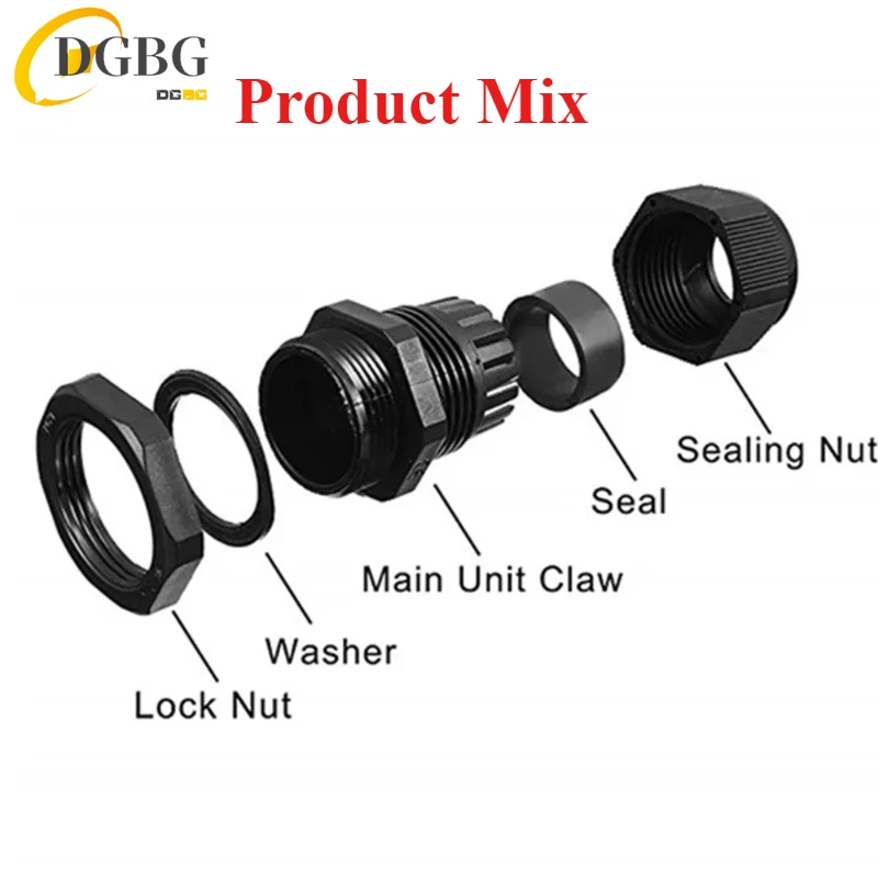 10Pcs Waterproof Cable Gland Cable entry IP68 PG7 for 3-6.5mm PG9 PG11 PG13.5 PG16 PG19/21 White Black Nylon Plastic Connector