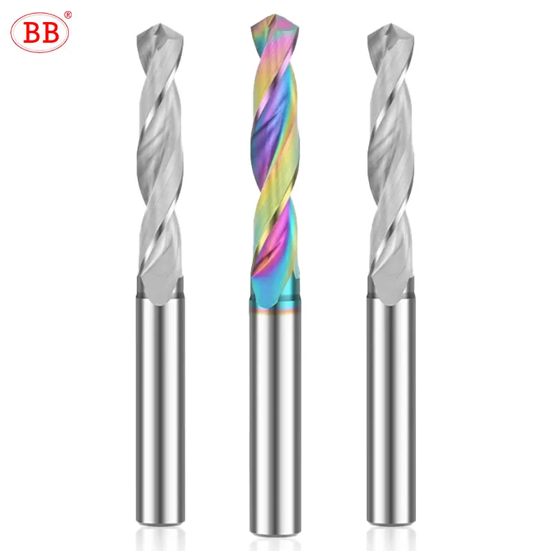 

BB Carbide Drill CNC Machining 3xD for Aluminum Copper Diameter 1.0mm~ 9.6mm External Cooling DLC Coating BC2055