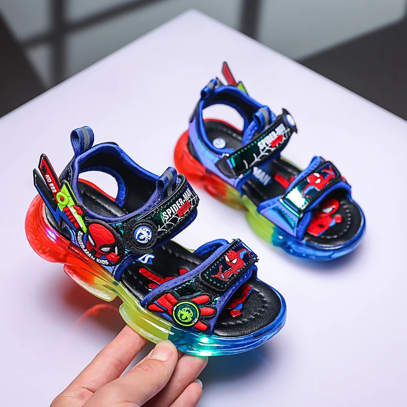 child shoes girl 2022 Kids Sandals Summer New Fashion Carton Beach Shoes for Boys Children Breathable Led Light Spider Casual Walking Sandals slippers for boy Children's Shoes