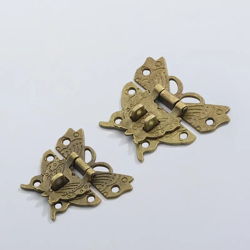 Jewelry Box Hasp 2pcs Vintage Butterfly Lock Antique Bronze Latch Upscale Jewelry Wooden Box Cabinet Lock Case Decorative Hardware Accessory