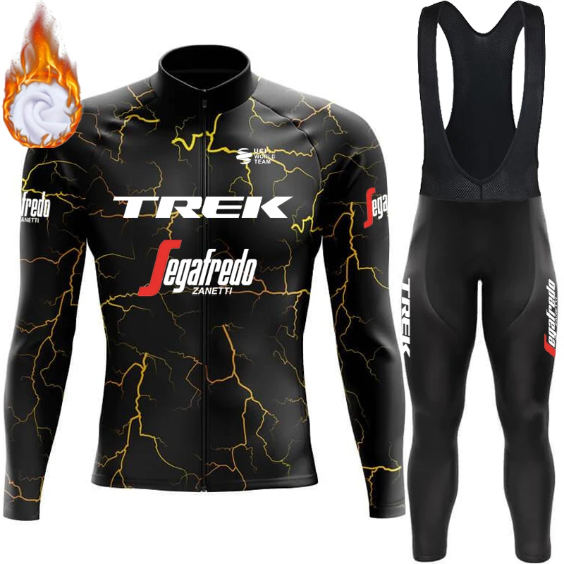 Cycling Top Winter Thermal Fleece Cycling Clothing Road Bike Uniform Man Bicycle Equipment TREK Jersey Men Clothes Men's Jacket Mtb Bib, cycling top