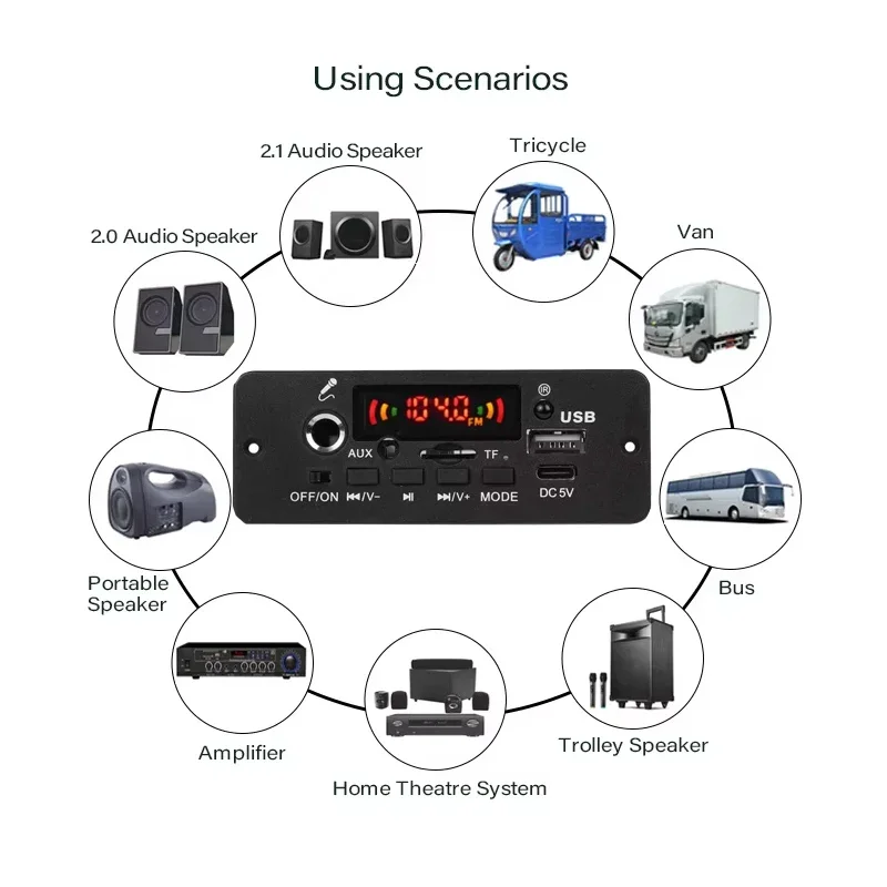 KEBIDUMEI DC 5V 10W 앰프 블루투스 스테레오 DIY 자동차 MP3 플레이어 디코더 보드 무선 FM 라디오 모듈 TF USB 핸즈프리 통화 ,DC 5V 10W Amplifier Bluetooth
