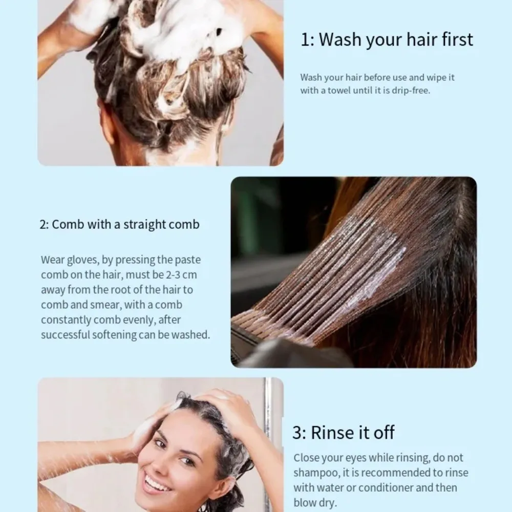 Straightening Cream Without Pulling and Hurting Hair One Comb Straightening Softener Hair Ion Perm Wash Softener