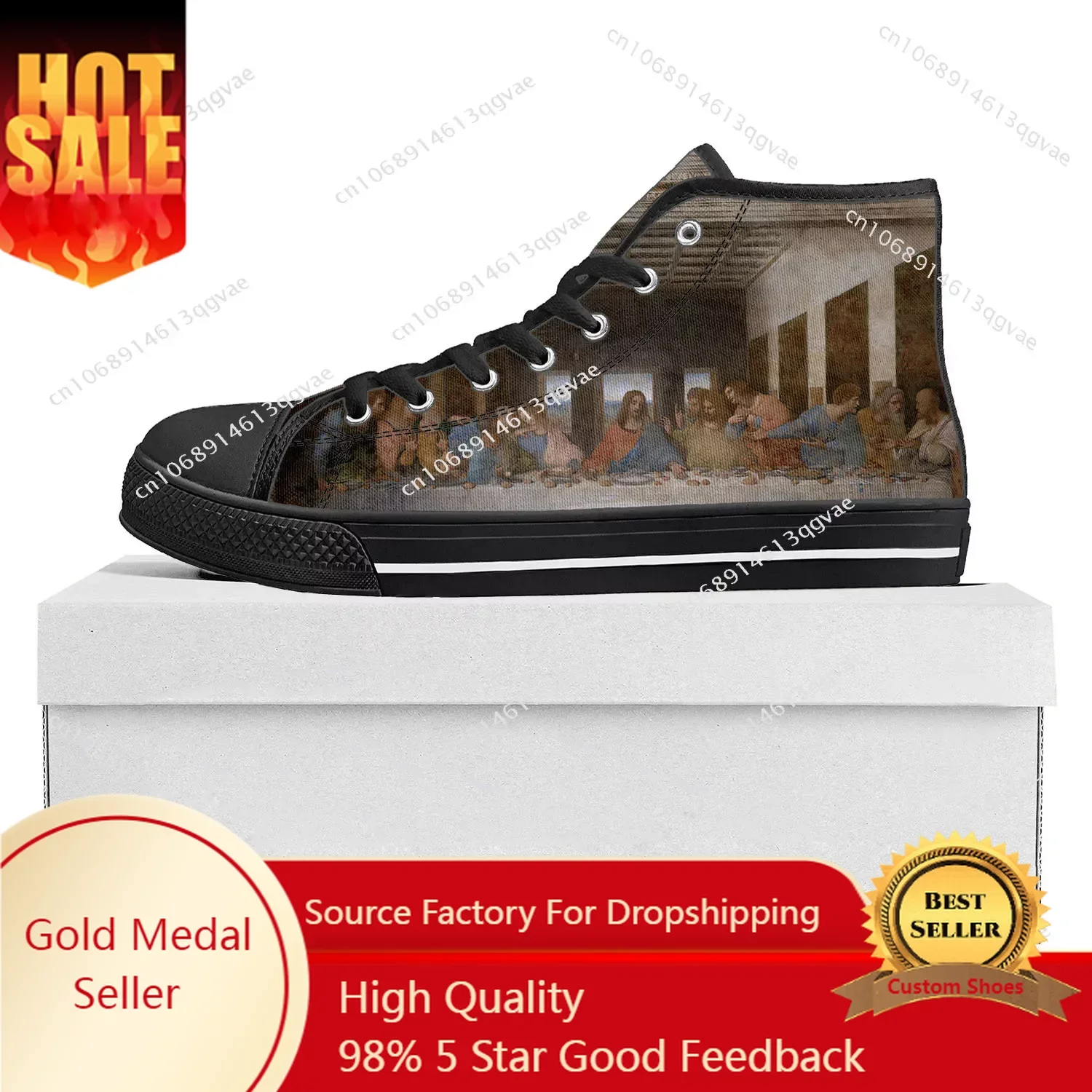 

Da Vinci Last Supper High Top High Quality Sneakers Mens Womens Teenager Canvas Sneaker Casual Custom Made Shoes Customize Shoe