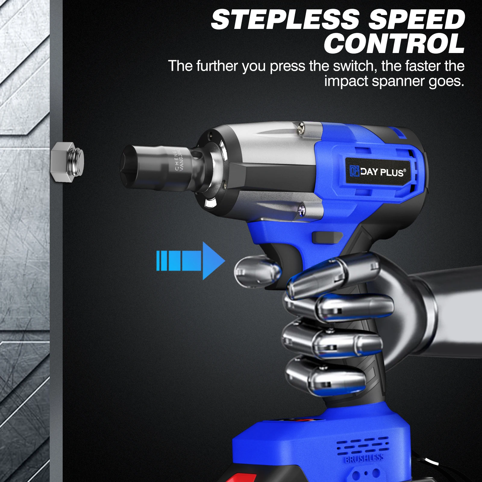 21V Brushless Cordless Impact Wrench,420 N.M High Torque Impact Wrench with 4 Sockets + 12 Driver Bits+ 2x 6.0AH Battery
