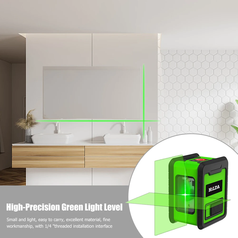 Laser Level Meter 2-Lines Cross Green Level Laser Horizontal & Vertical Nivel Self-Leveling