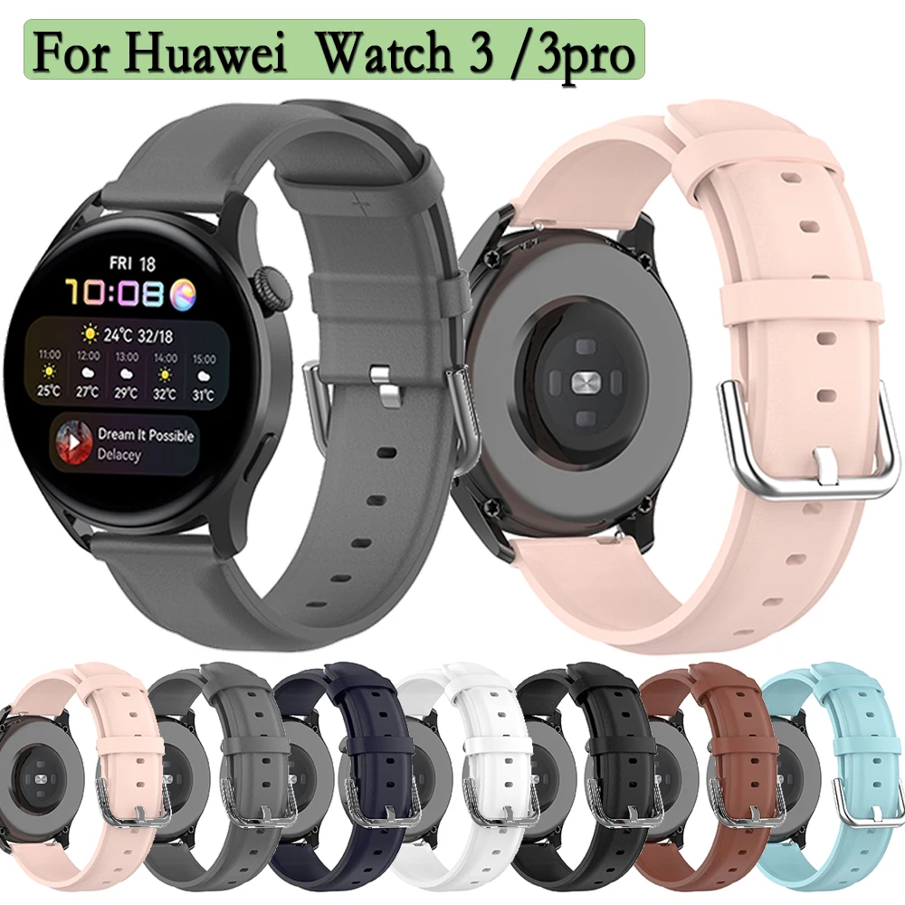 

22mm Leather Wristband For Huawei Watch 3 Strap With Business Style Watchband For Huawei Watch 3pro Wristband