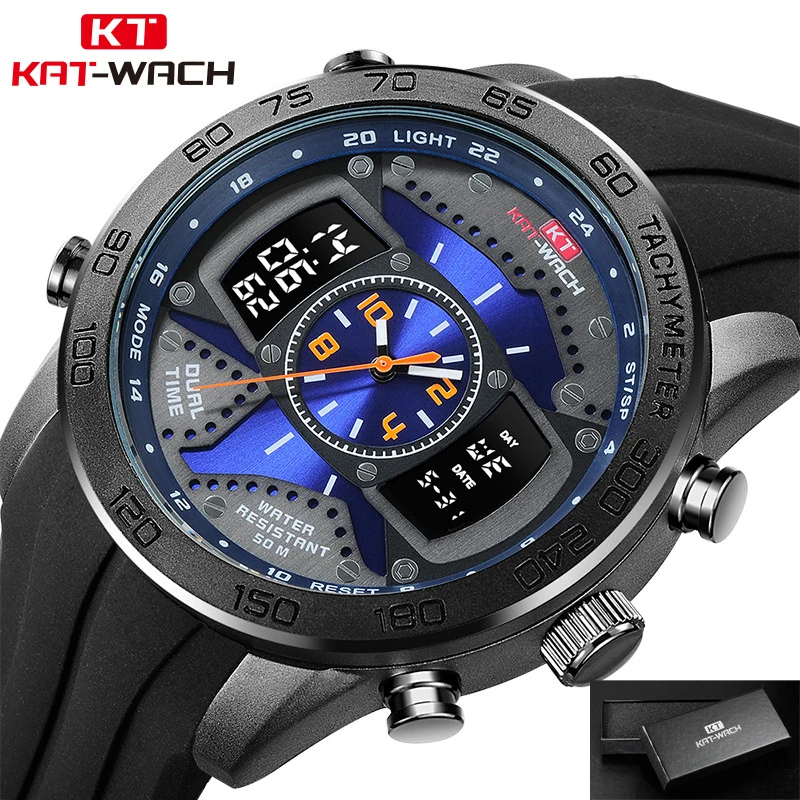 2022 KAT-Wach Watch Digital Men JPN Movement watches Quartz Male Chronograph Luxury Men Sports Wristwatch Relogio Masculino 