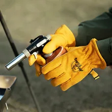 

Outdoor camping flame retardant heat insulation gloves cowhide heat resistant heat insulation picnic cookware gloves