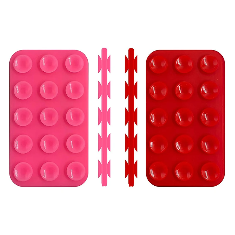 Suction Cup Wall Stand Mat Multifunctional Silicone Leather Square Phone Single-Sided Case Anti-Slip Holder Mount Suction