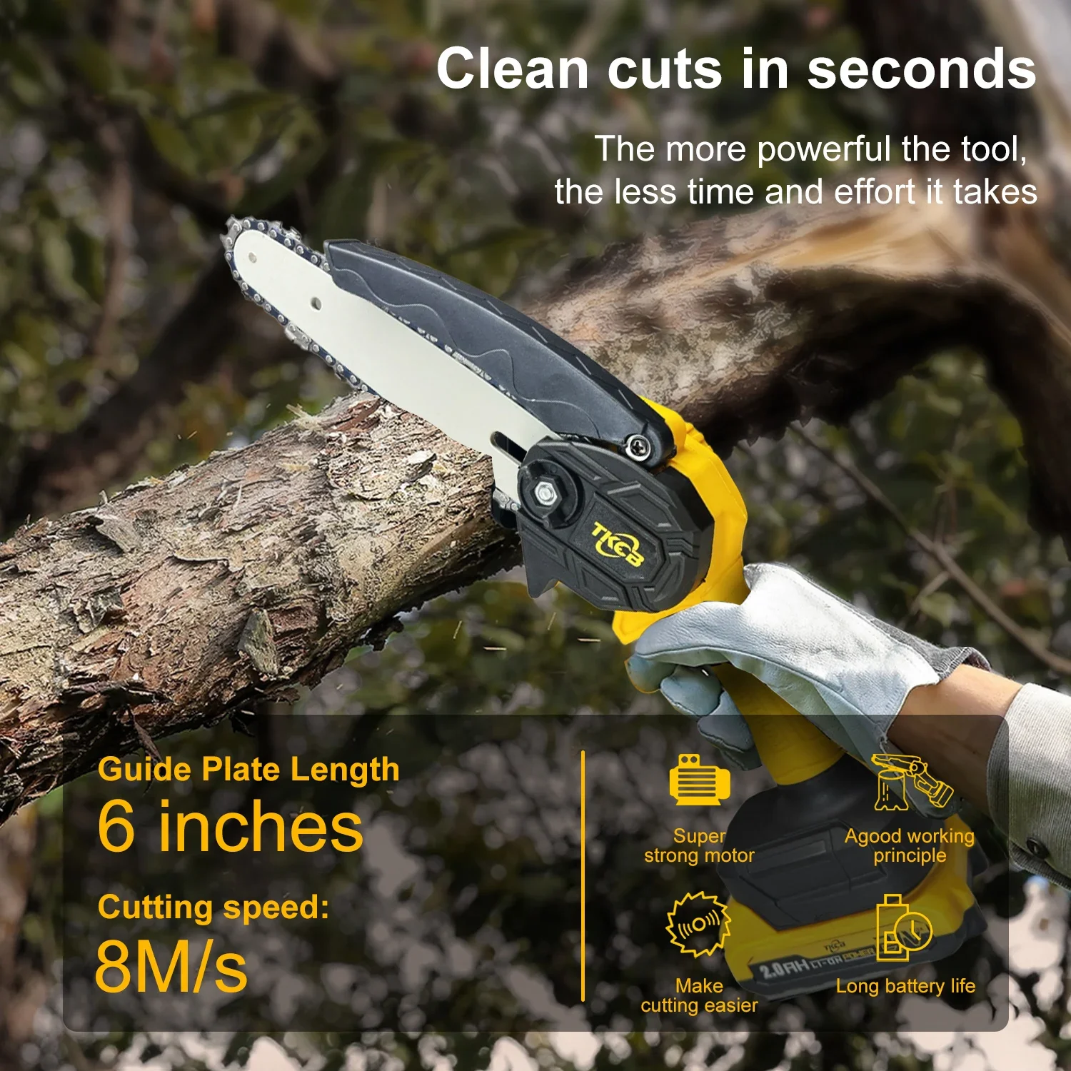 Enhanced Cordless 6-Inch Handheld Electric Chainsaw for Efficient Wood Cutting