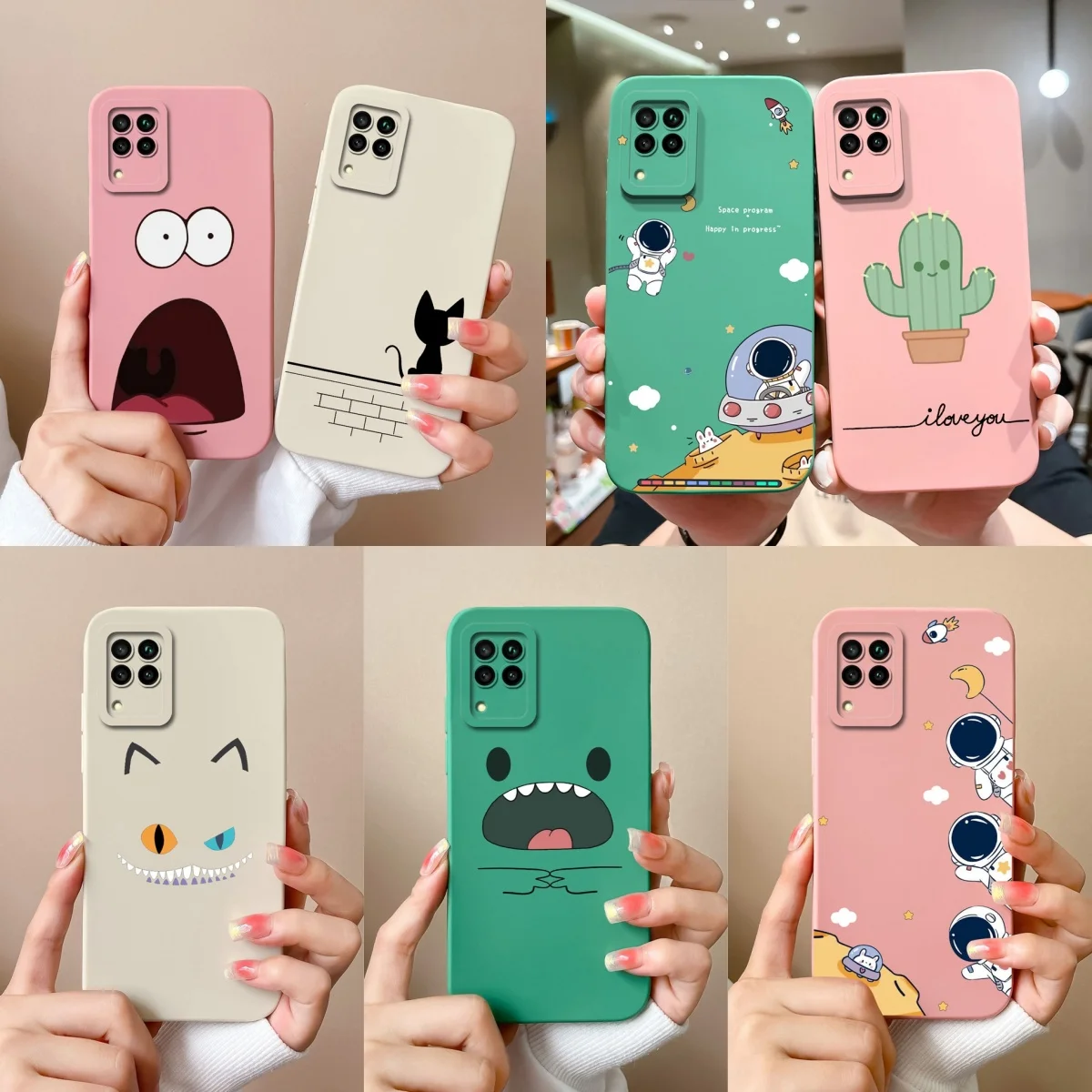 Lovely Astronaut Smooth Liquid Back Cover Case for Huawei P40 Lite Series