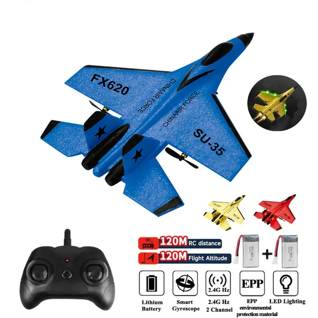 2.4G RC Plane SU35 Aircraft Remote Control Flying Model Glider EPP Foam With LED Lights Toys For Children Airplane Gifts 1