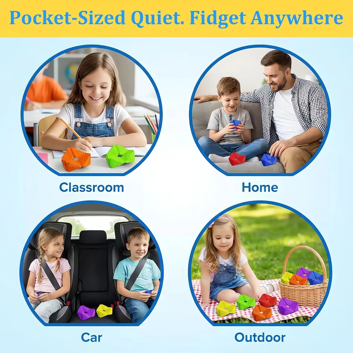 Multi-Color Tactile Flip Cube: Sensory Fidget Toy Kit to Enhance Focus