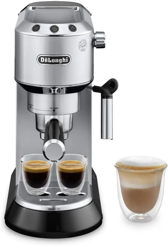 

Dedica EC680M, Espresso Machine, Coffee and Cappucino Maker with Milk Frother, Metal / Stainless, Compact Design 6 in Wide