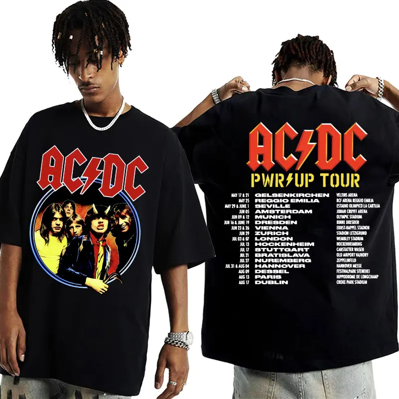 Rock Band Pwr Up World Tour 2024 Print T-shirt for Men Women Fashion Hip Hop Vintage T Shirt Oversized Streetwear Tee Shirt Tops