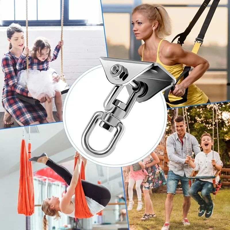 SUS304 Heavy Duty Punch Bag Swing Swivel Hangers Hook for Outdoor Patio Yoga Hammock Hanging Chair Sandbag 360&deg; Rotating Black