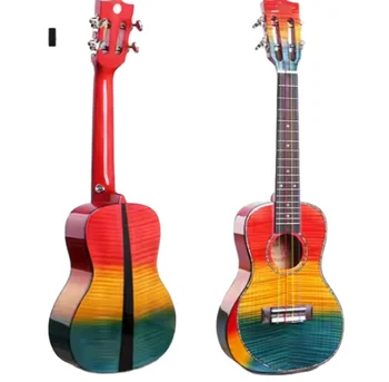 Solid Top Concert Ukulele Unique Colorful Musical Instrument Design High-Gloss Acoustic Guitar 4 Nylon Nylon Wholesale
