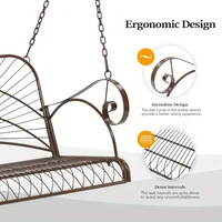 VINGLI Upgraded Metal Patio Porch Swing 660 LBS Weight Capacity Steel Porch Swing Chair for Outdoors Heavy Duty Swing Ch 2