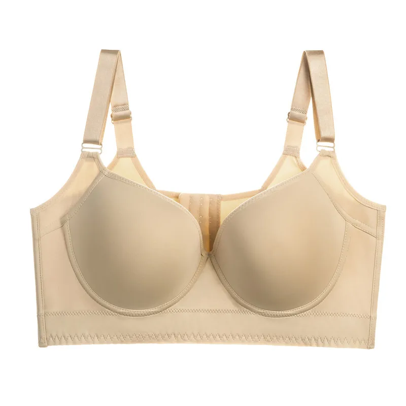 Women Push Up Bra Full Coverage Support Plus Size Underwire Thin Anti-sagging Gathered Lingerie Solid Invisible Comfort Bra Fema