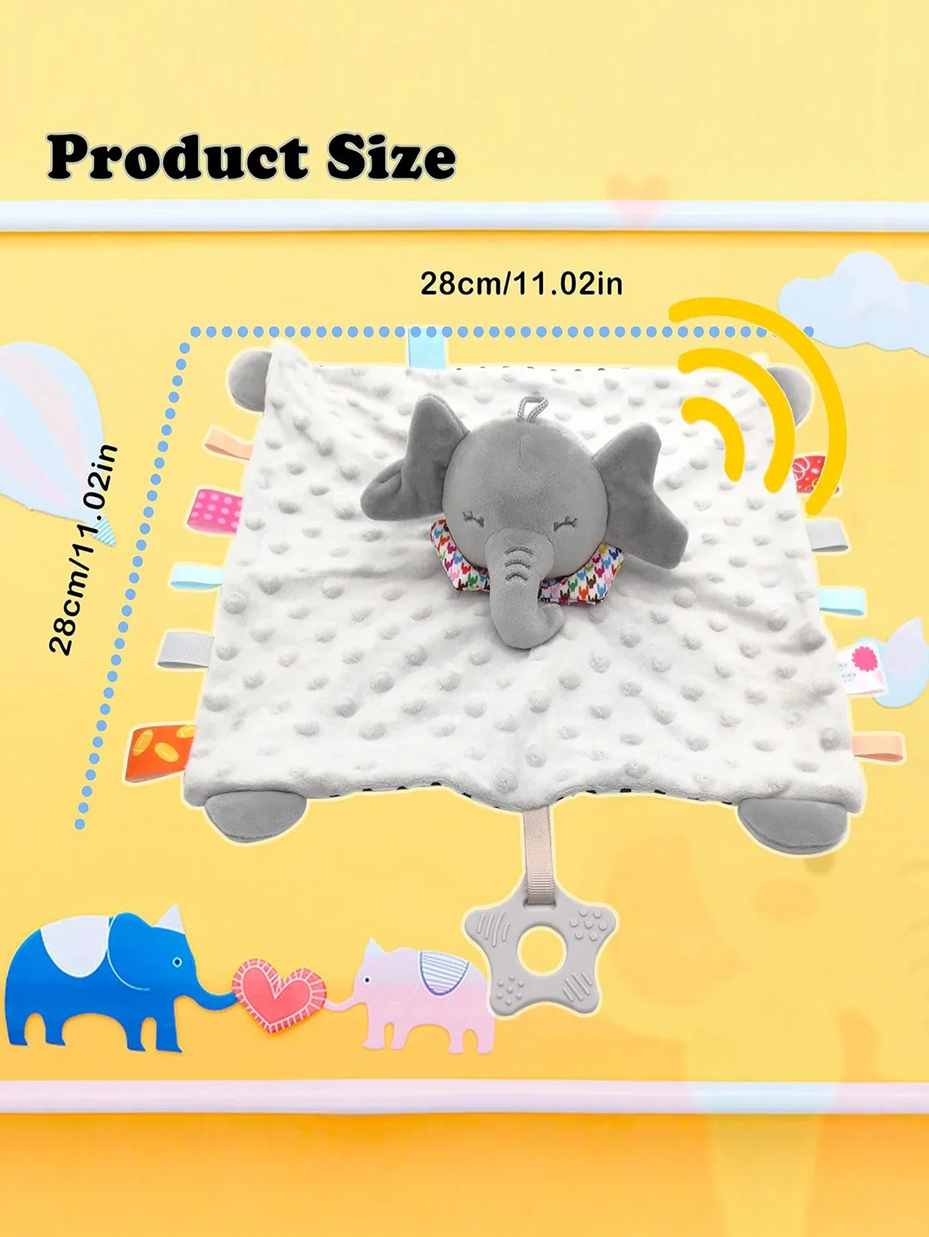 Blanket Soft Appease Comforter Elephant Baby Towel Baby Rattle Animals Toys Soothe Reassure Sleeping Towel Lathe HangingToddler