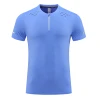 Men Marathon Workout Fitness Gym Top Ice Cool Half Zipper T Shirt Running Shirts Short Sleeve Elastic Training Sport Kit Clothes 5