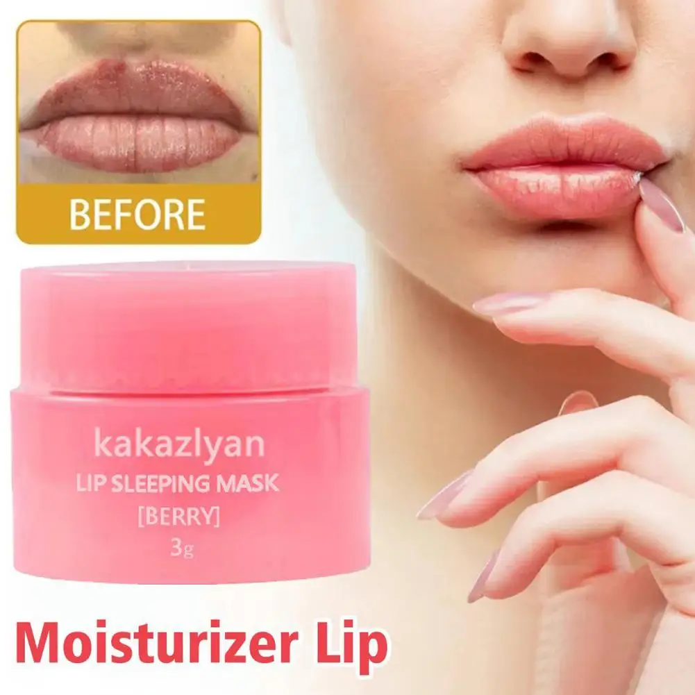 

3g Korea Lip Sleep Mask Night Sleep Maintenance Moisturizing Lip Gloss Bleach Cream Nourishing Lip Care Strawberry