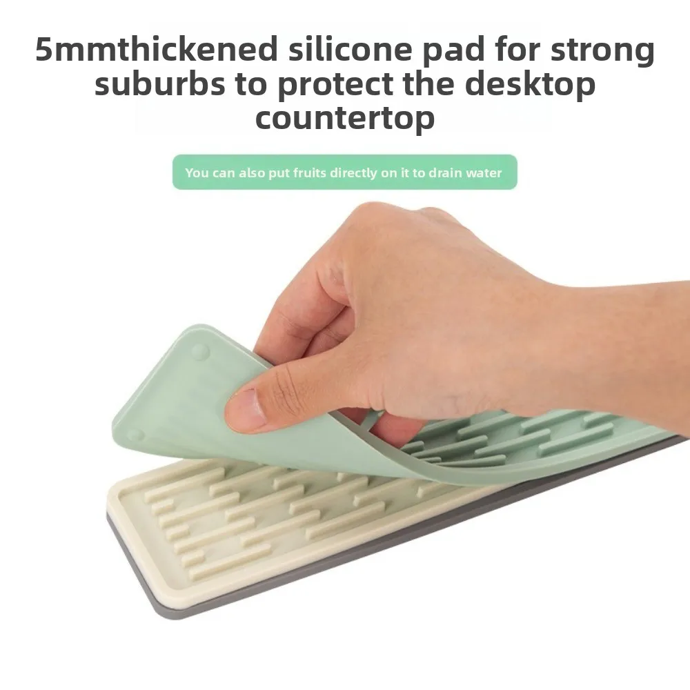 Non-slip Silicone Drainage Mat Foldable Large Size Longer Faucet Mat Multifunctional Utensils Drying Drainer Pad Tableware