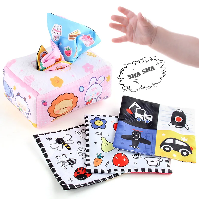 

Montesorri Toys Magic Tissue Box Baby Educational Learning Activity Sensory Toy Development Games Pull Toy for Kids 6-12 Months