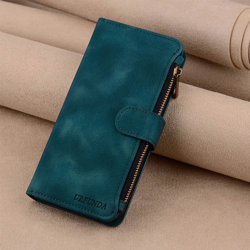 Leather Flip Zipper Wallet Case with Enhanced Protection and Style