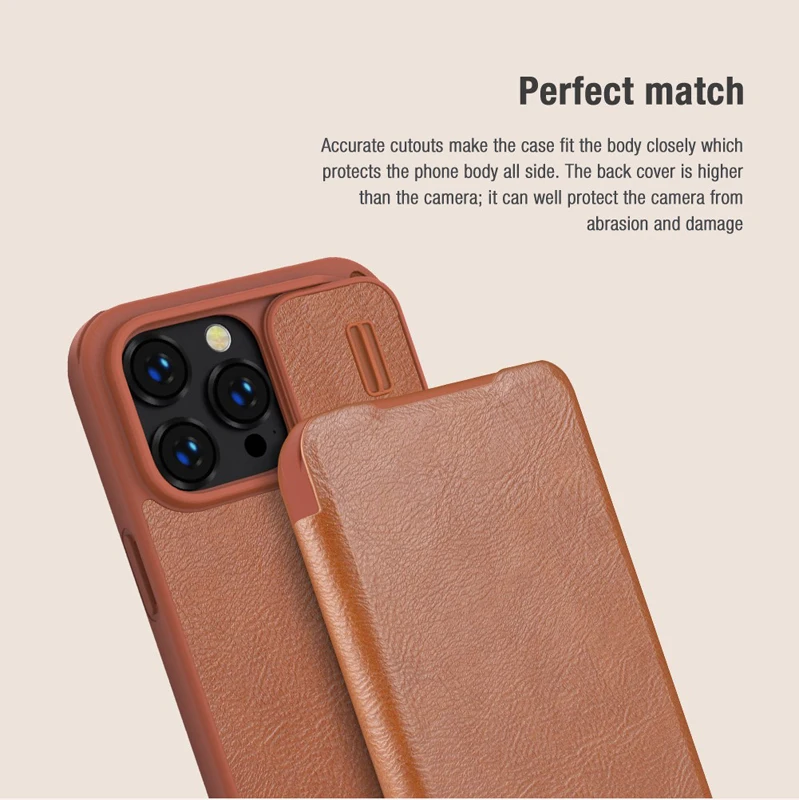 For iPhone 14 Pro Max Case Nillkin Qin Leather Flip Cover Slide Camera Lens Protection Case For iPhone 14 Plus Book Case