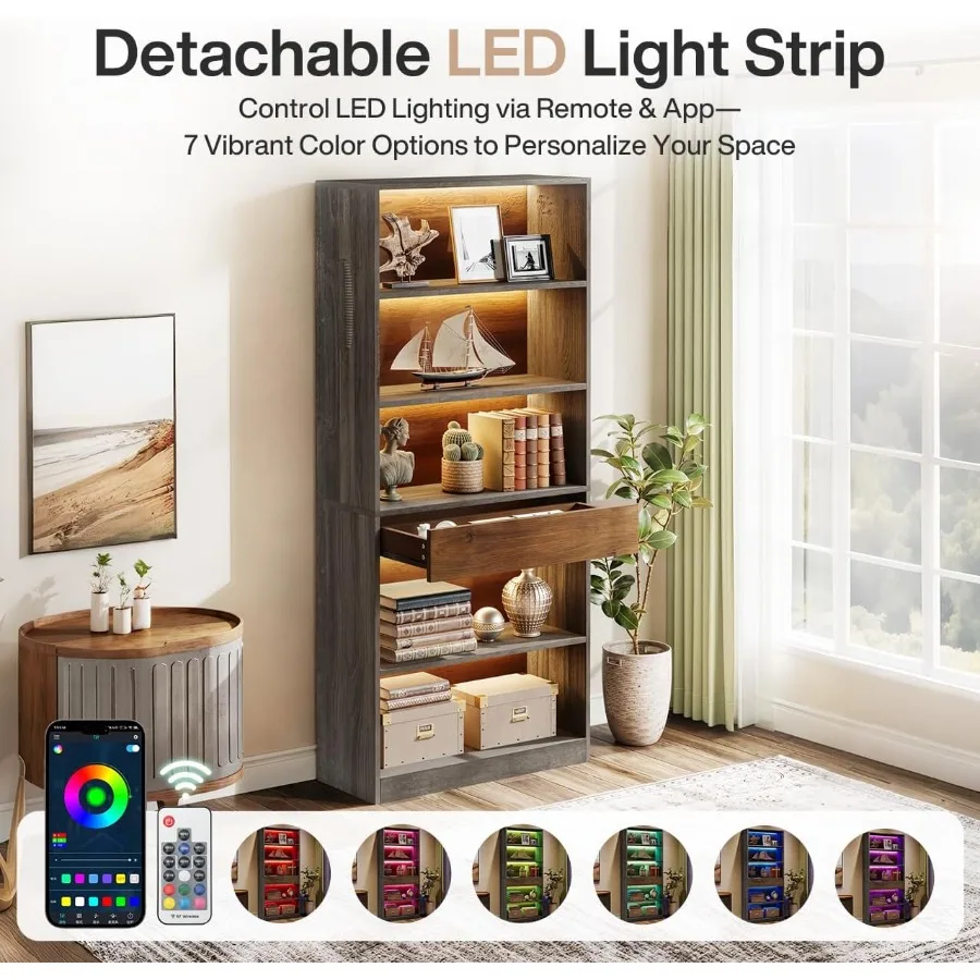 5-Tier LED Bookcase 5