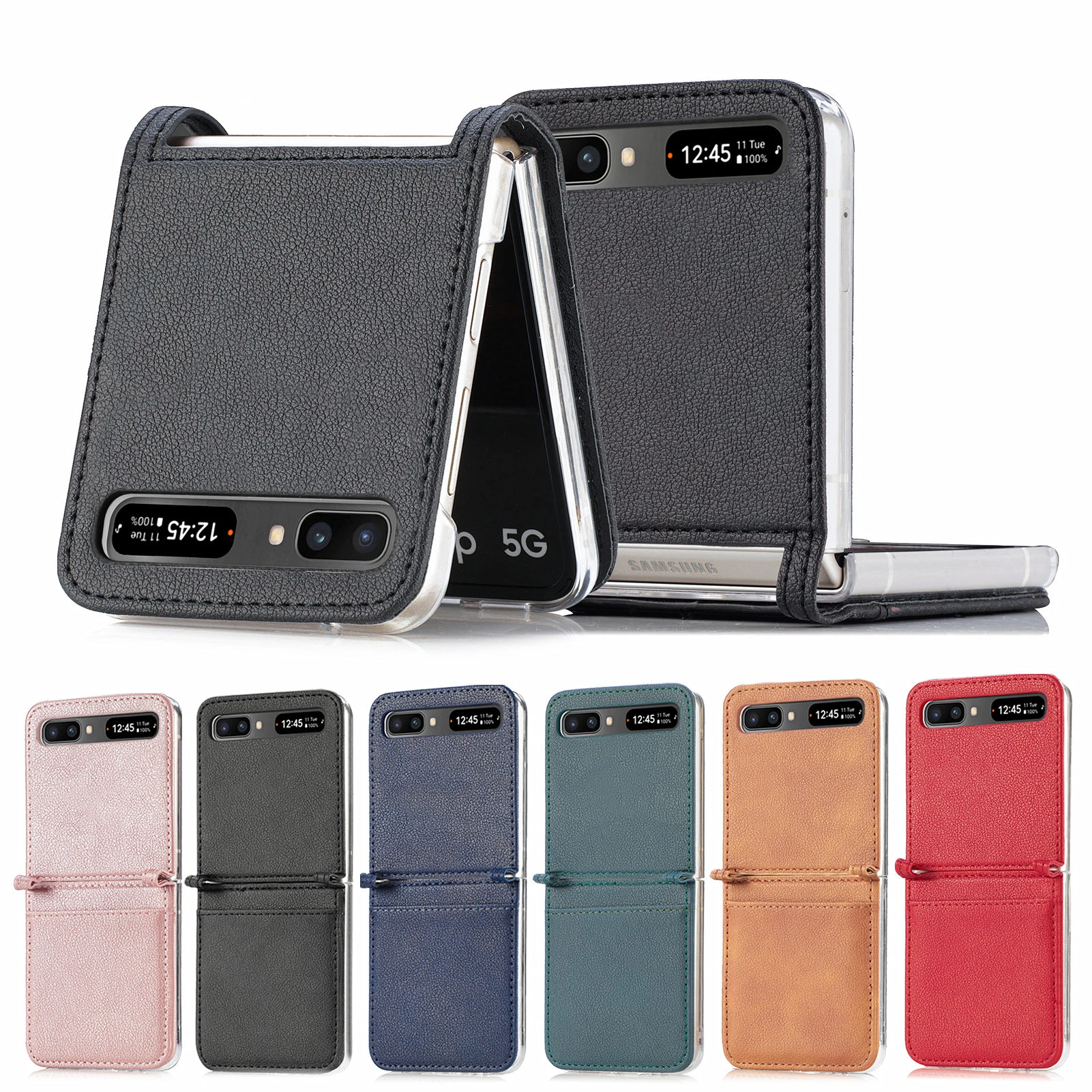 Folding Design Leather Phone Bag Case for Samsung Galaxy Z Flip 3 Flip4