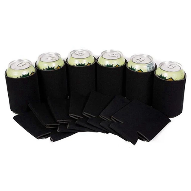 50PCS Foam Can Cooler Drink Cup Bottle Sleeve Insulator Wrap Cover New Black 6