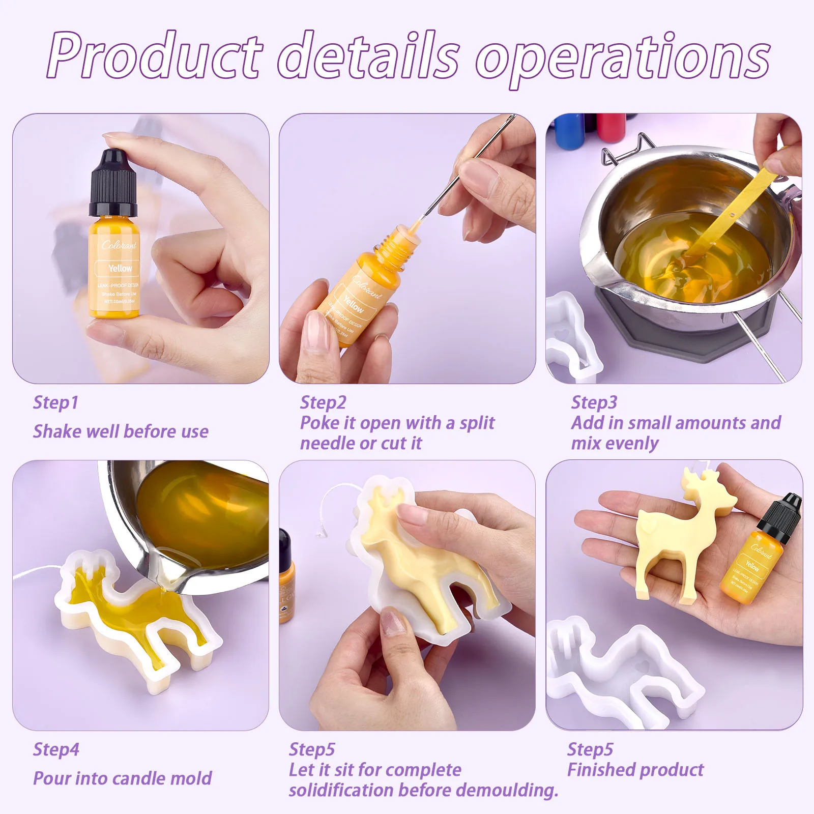 10ml 20 Colors Candle Dyes Dyeing Pigment Liquid Color Essence for DIY Wax Candle Mold Soap Coloring Handmade Crafts Resin