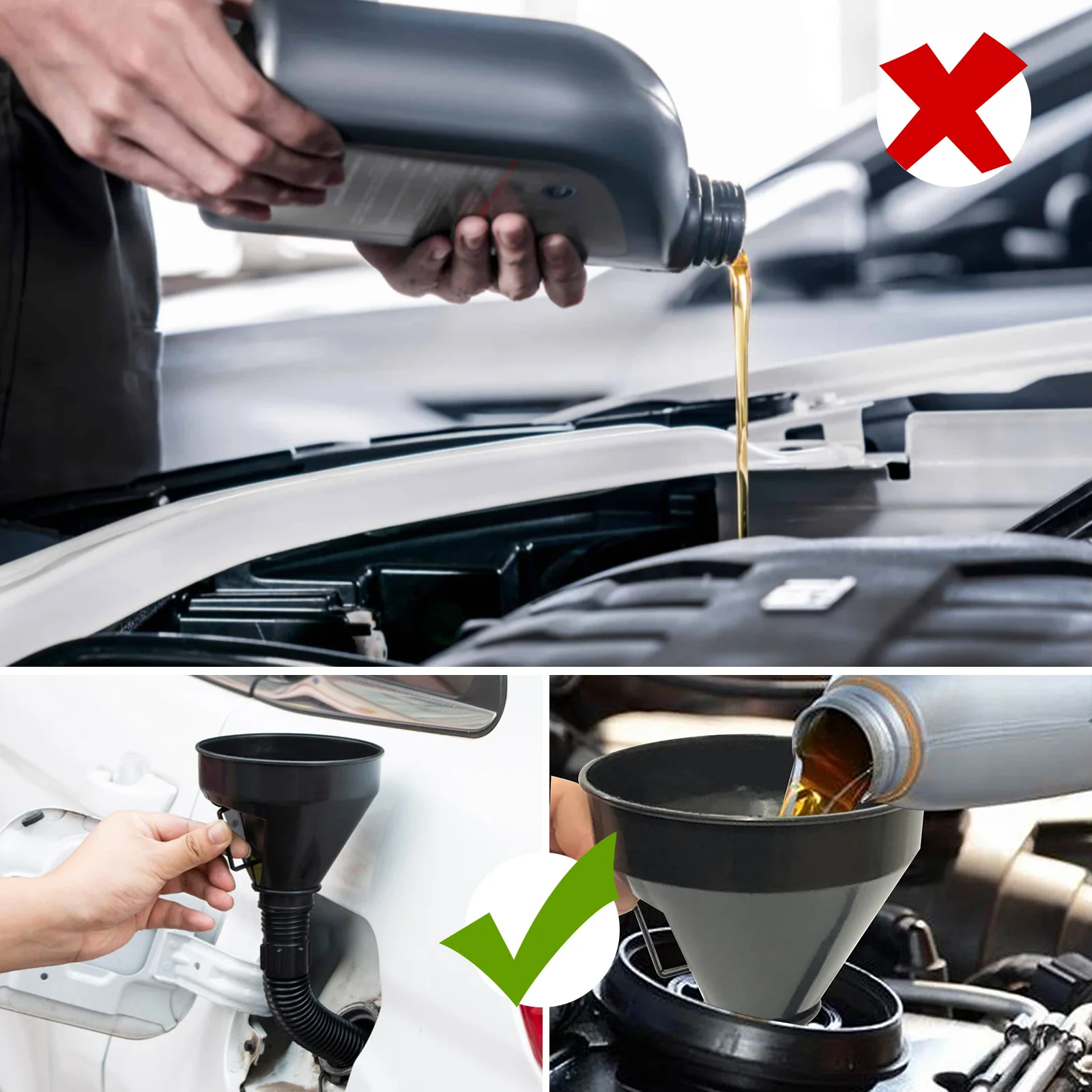 Refueling Funnel with Filter Motorcycle Gasoline Engine Car Motorcycle 2 in 1 Refueling Funnel Fuel Filling Tool