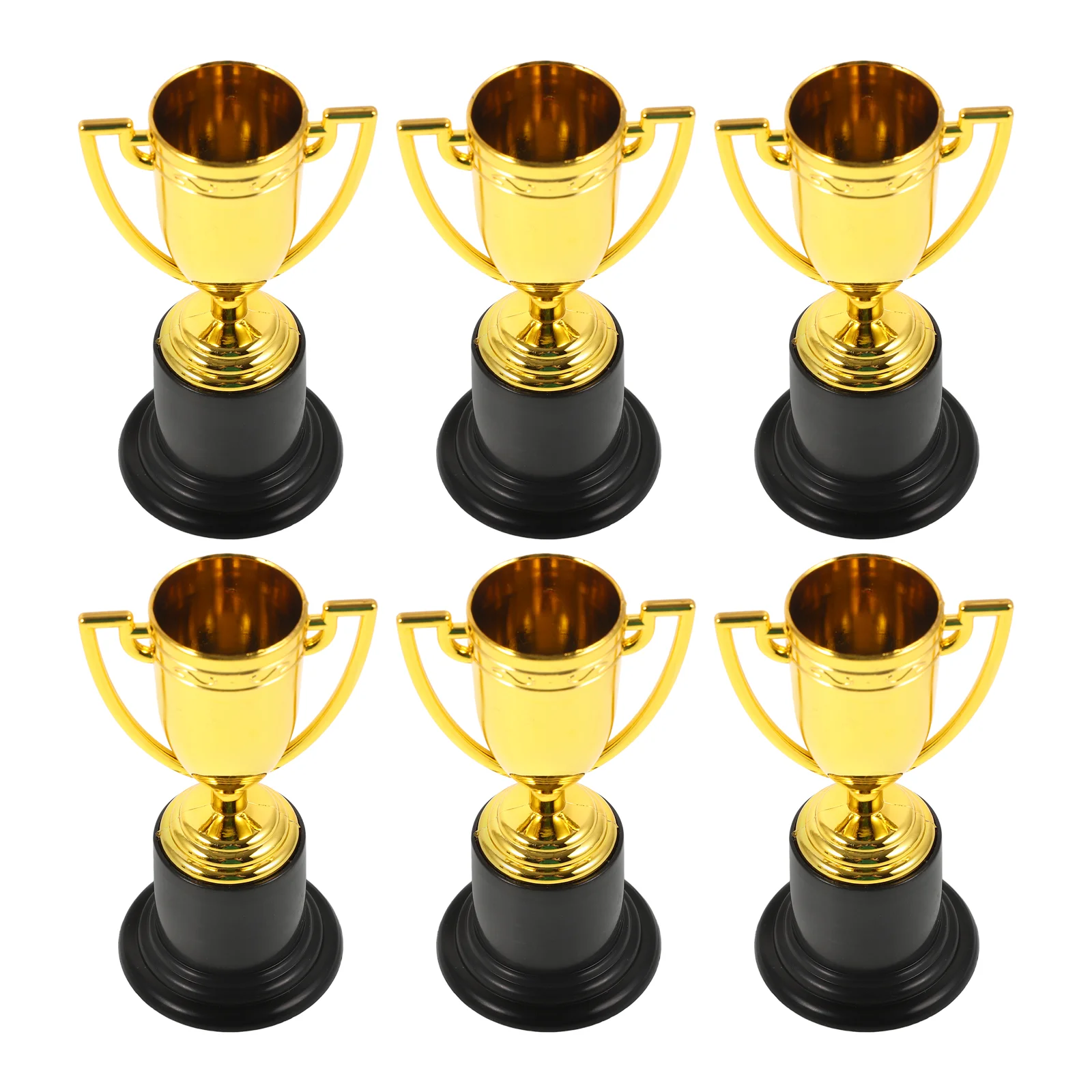 6 Pcs Golden Plastic Award Trophy Sport Mini Trophies Kids Staff Cup Awards Souvenirs Team Sports Plastic Trophies Game Prize