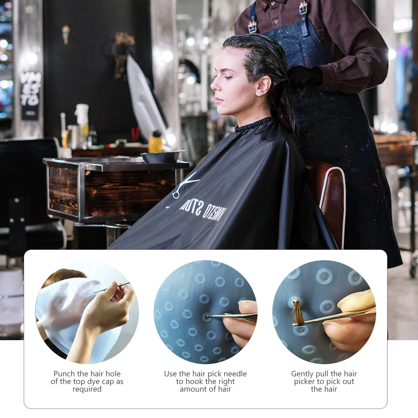 실리콘 헤어 염색 캡 두꺼운 고급 유연하고 내구성 있는 헤어 컬러링 도구 전문 스타일 하이라이트 염색용