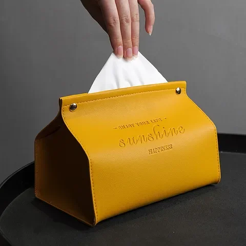 

Towel Papers Holder Bag Case Box Container Leather Retro Simple Tissue Pumping Box Car Napkin Pouch Table Decor