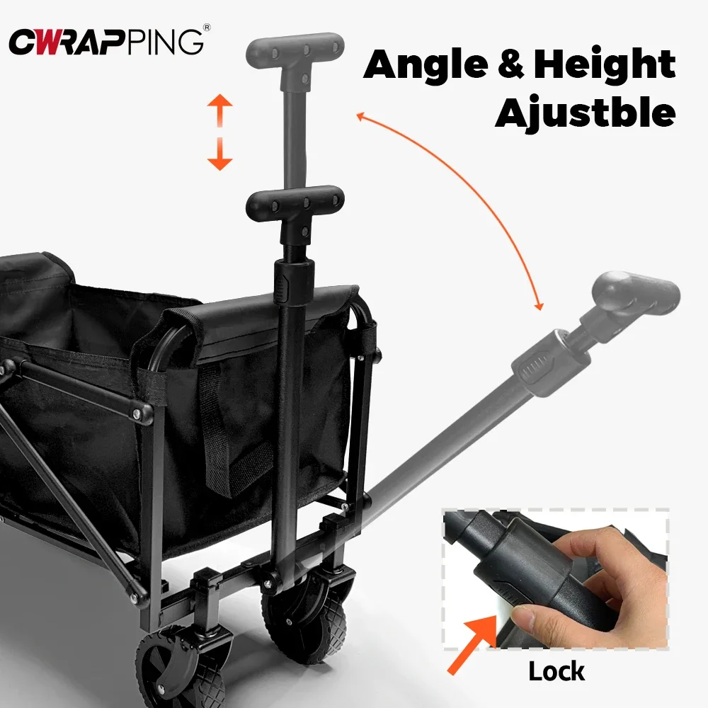 Black Handcart Outdoor Garden Portable Folding Cart Collapsible Shopping for Cart Wagon Picnic Beach Trolley Camping Accessories 3