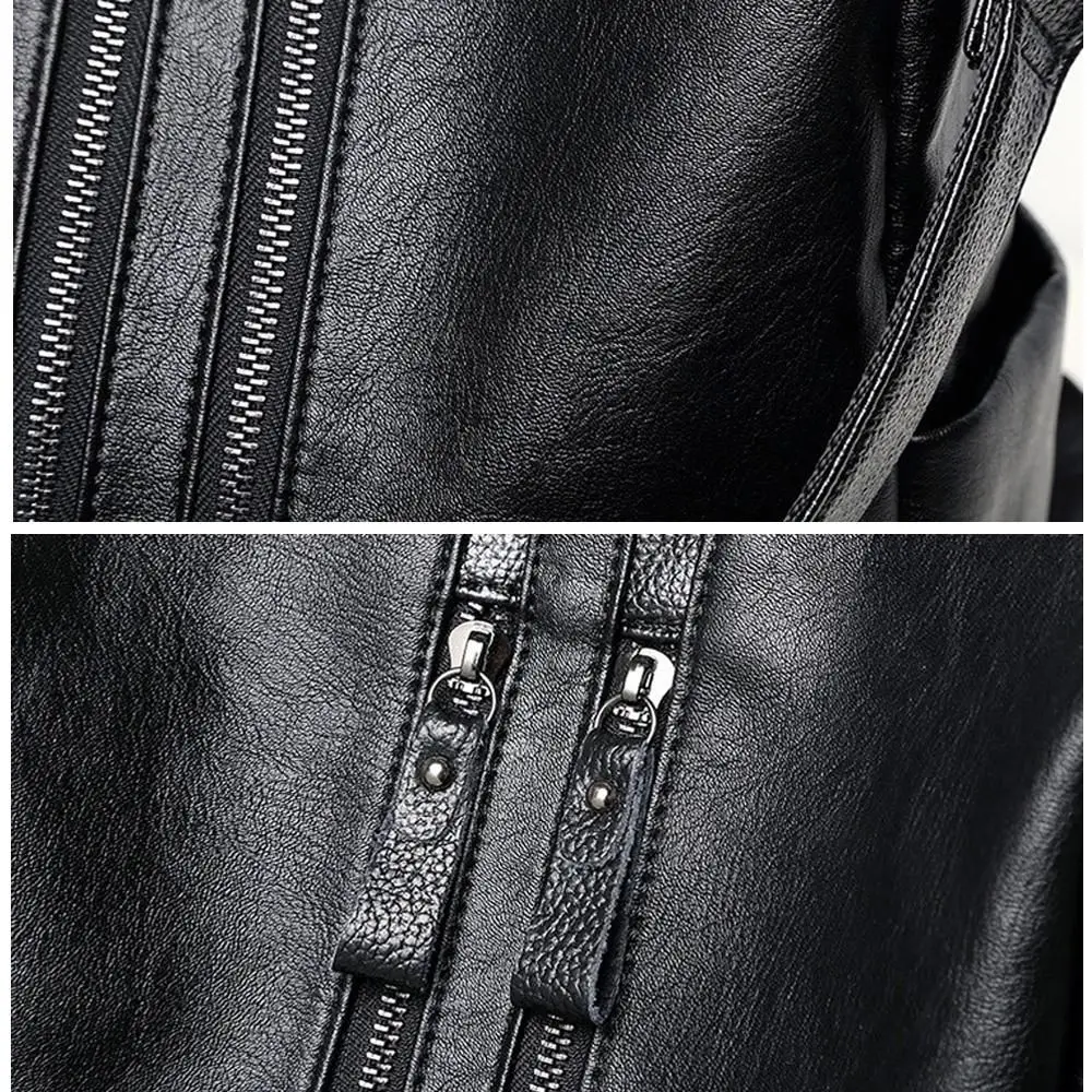 Women Soft School Leather Black Casual Multifunctional College Bag Large Capacity Shoulder Bags Travel Tote Backpack_voghion.com