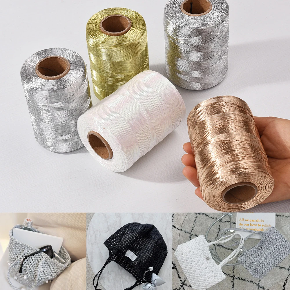 Lustrous Metallic Gold & Silver Macrame Thread - 1mm x 450m for DIY Crafting and Braiding