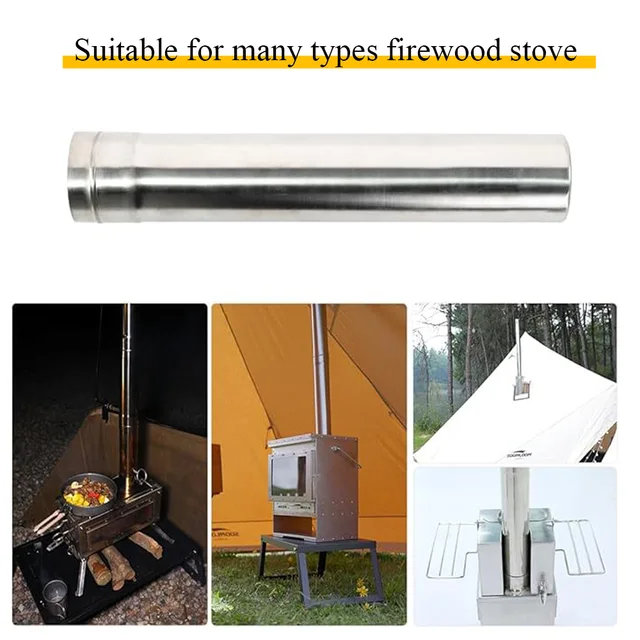 Soomloom Titanium Stove Accessories - Titanium Chimney Extension Pipe, Lightweight Extendable Pipe for Camping Firewood Stove 5