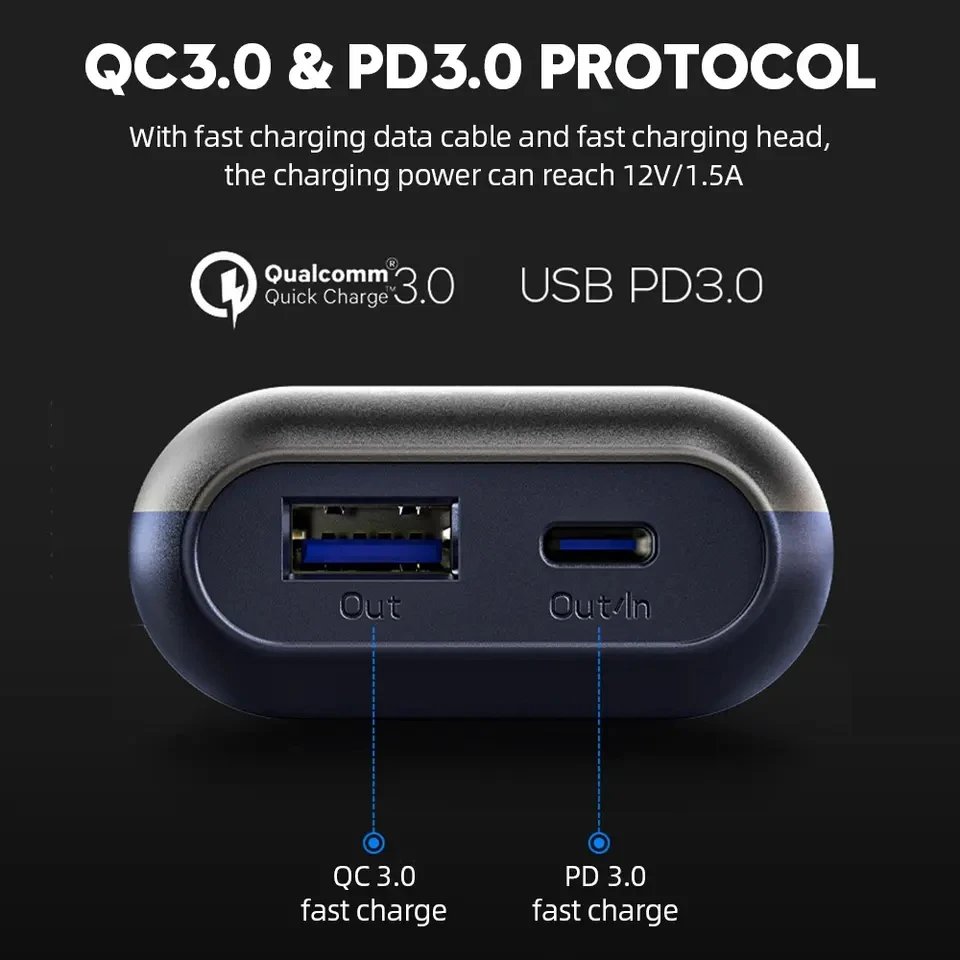 18W 18650 배터리 충전기 케이스 DIY 보조베터리 박스 휴대용 QC3.0 PD 고속 충전 케이스 (18650 21700 20700 리튬 배터리용)