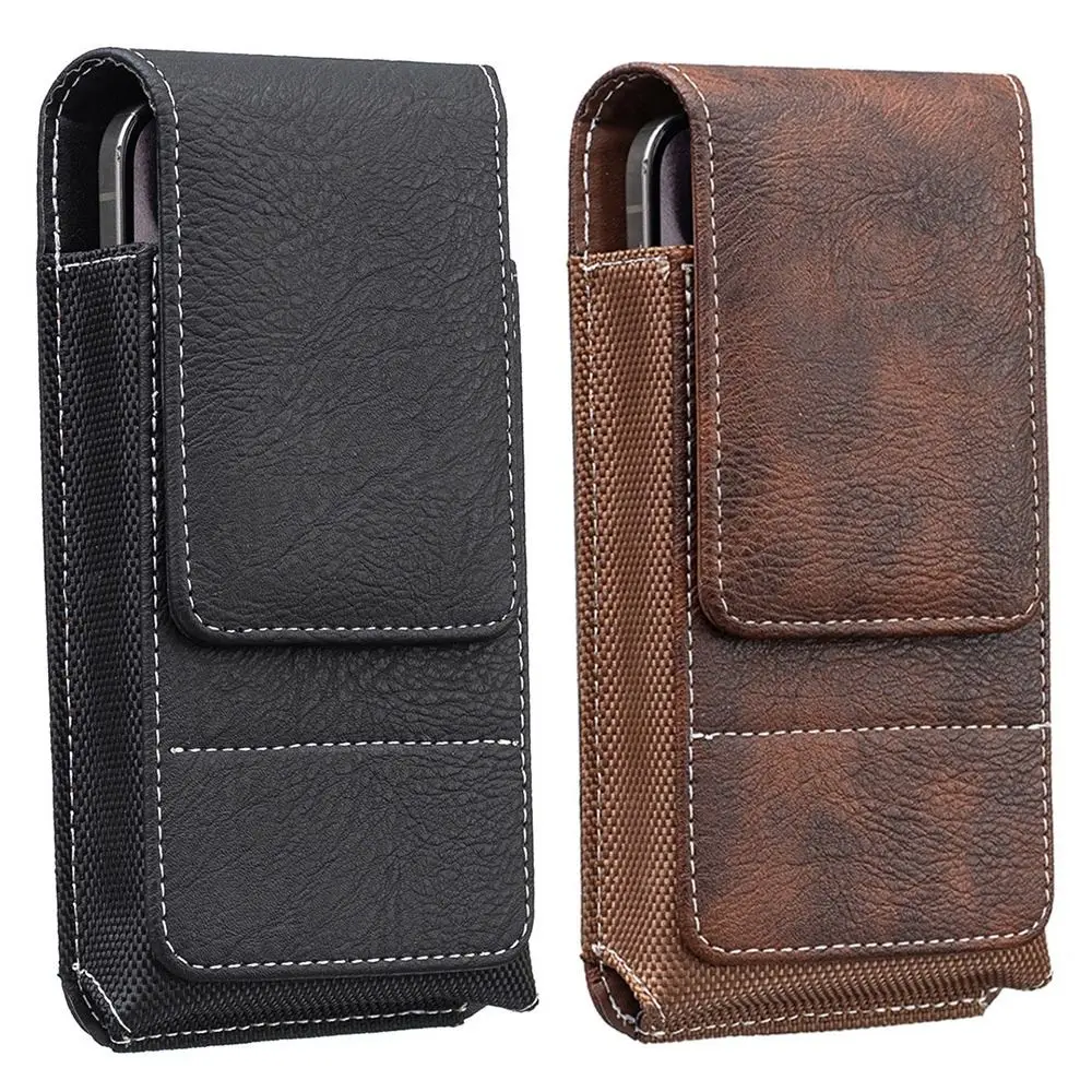 Premium PU Leather Universal Phone Waist Pack for 5-7 Inch Smartphones - Outdoor Camping Belt Clip Case