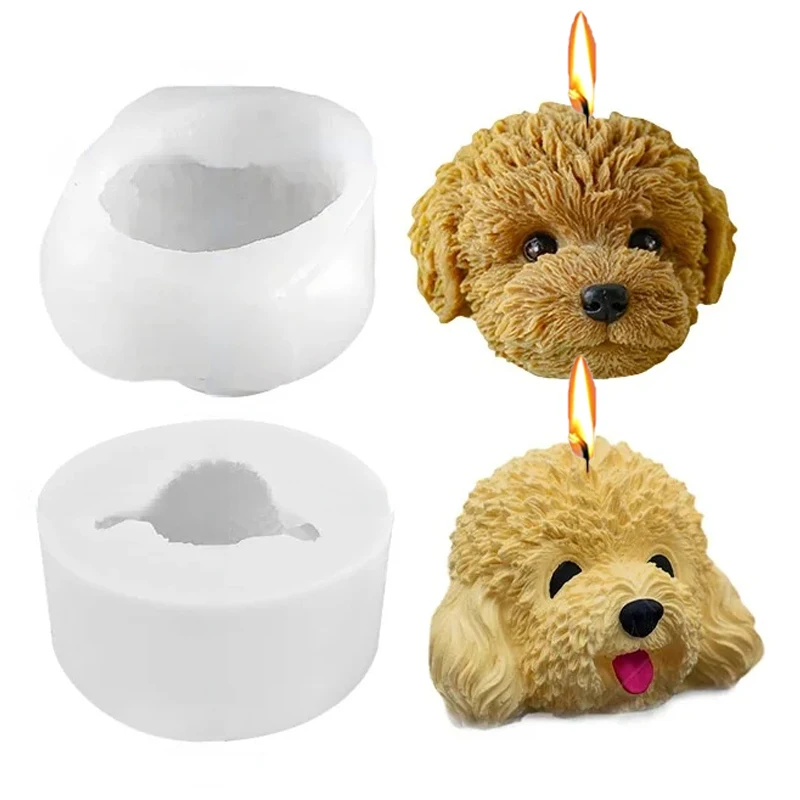 3D Teddy Dog Head Silicone Candle Mold DIY Poodle Crafts Plaster Decoration Resin Casting Molds Hand Soap Making Tools