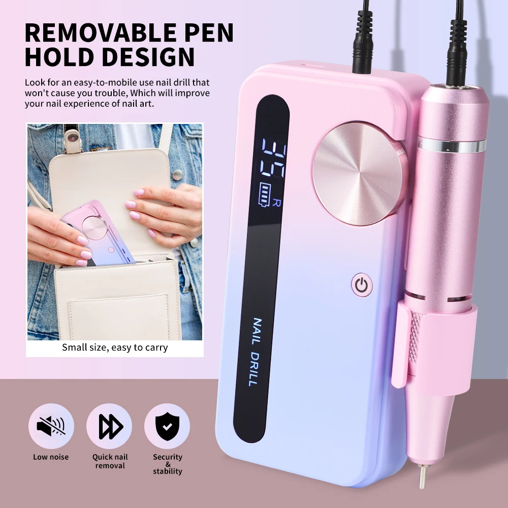 35000RPM Electric Nail Drill Machine Professional Nail Drills for Gel Nails Polish Rechargeable Portable Nail File Manicure Tool 2
