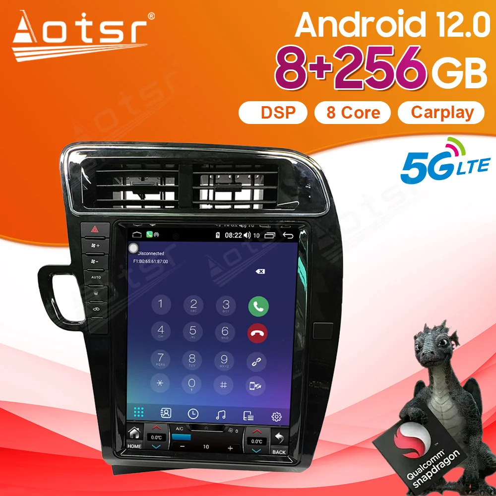 테슬라 스크린 차량용 멀티미디어 DVD 플레이어, 아우디 Q5 2009-2015 용, 안드로이드 라디오, GPS 네비게이션, 스테레오 헤드 유닛, 카플레이, 8 + 256GB