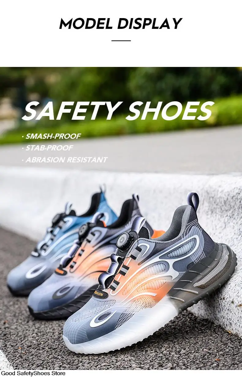 Men Sport Safety Shoes Air Cushion Work Sneakers Anti-Puncture Breathable Work Shoes Boots Men Women Steel Toe Shoes Lightweight