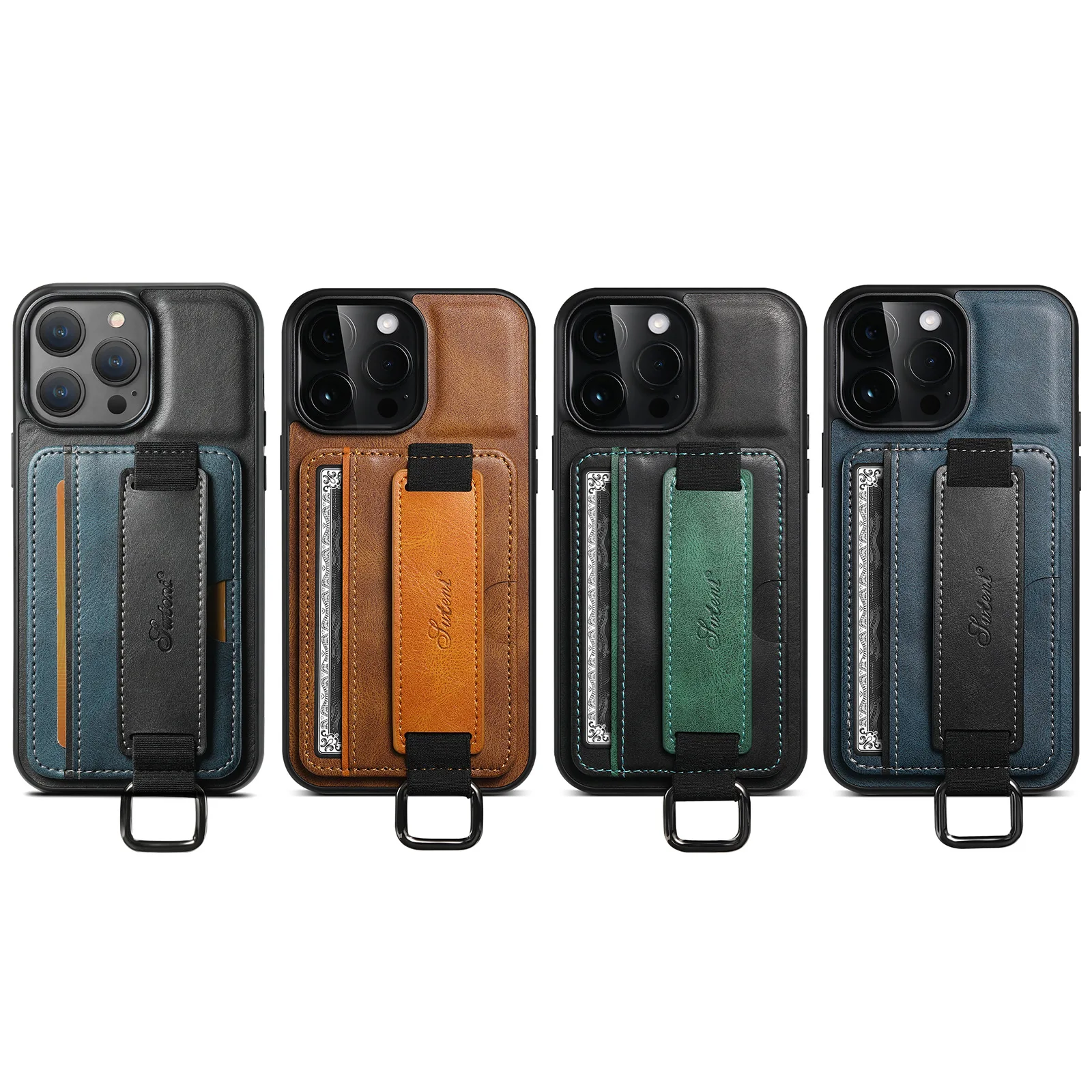 

Luxury Leather Phone Case For Samsung S24 Ultra S23 Plus S22 S21 A54 5G Card Holder Wrist Band Back Cover Fashion Cases Fundas